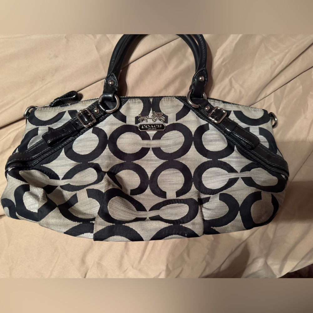 Coach gray and black hand bag